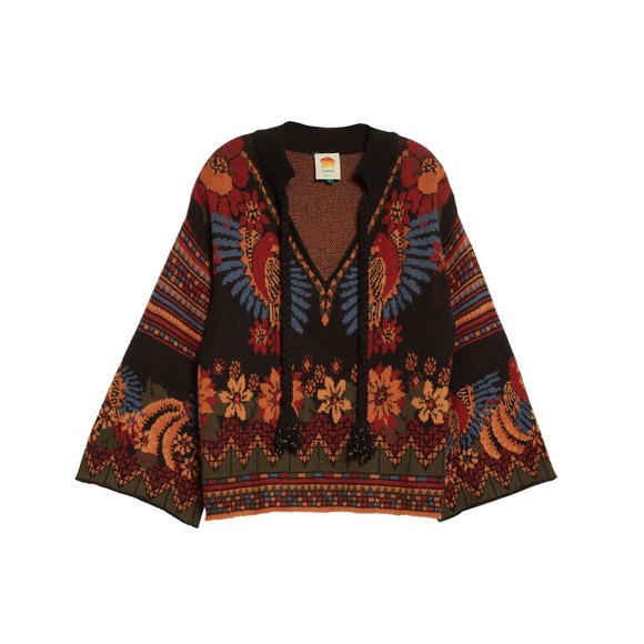 FARM Rio Sweaters - Farm Rio Macaw Ballet Ainika Sweater Sz XS (Fits S-L) Wool Blend Oversized Rare